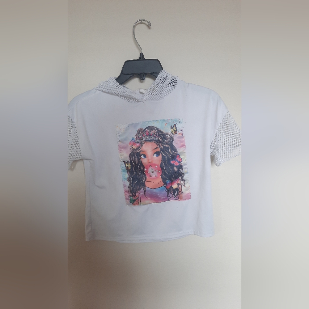 White t shirt with hood size 14 girl